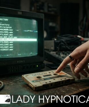 Retro-Computer mit Verzeichnis und Vintage-Kassette