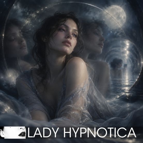 Mystische Frau umgeben von Nebel und Geistern, Label Lady Hypnotica