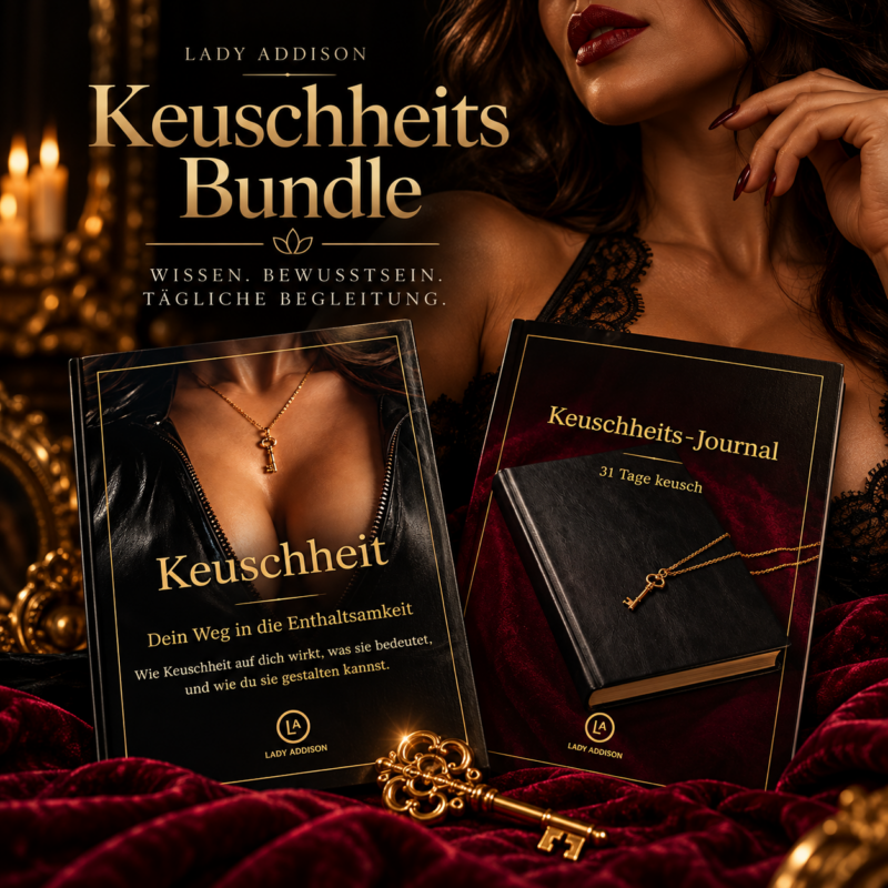 Lady Addison Keuschheits Bundle mit zwei schwarzen Büchern und goldenem Schlüssel